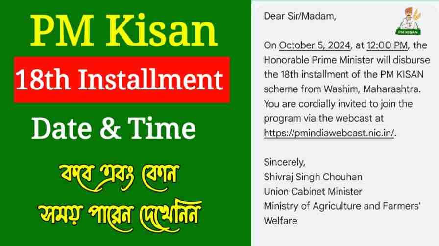 PM Kisan 18th Installment Date and Time 2024